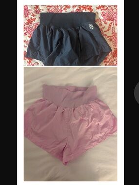 Free people movement running shorts pink and navy